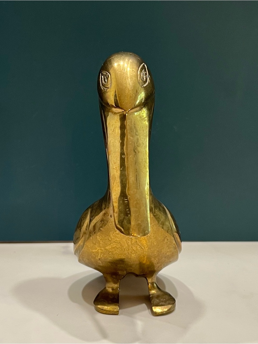 Vintage Brass Pelican Figurine Mid Century Modern Hollywood Regency Decor 6” - Picture 2 of 6